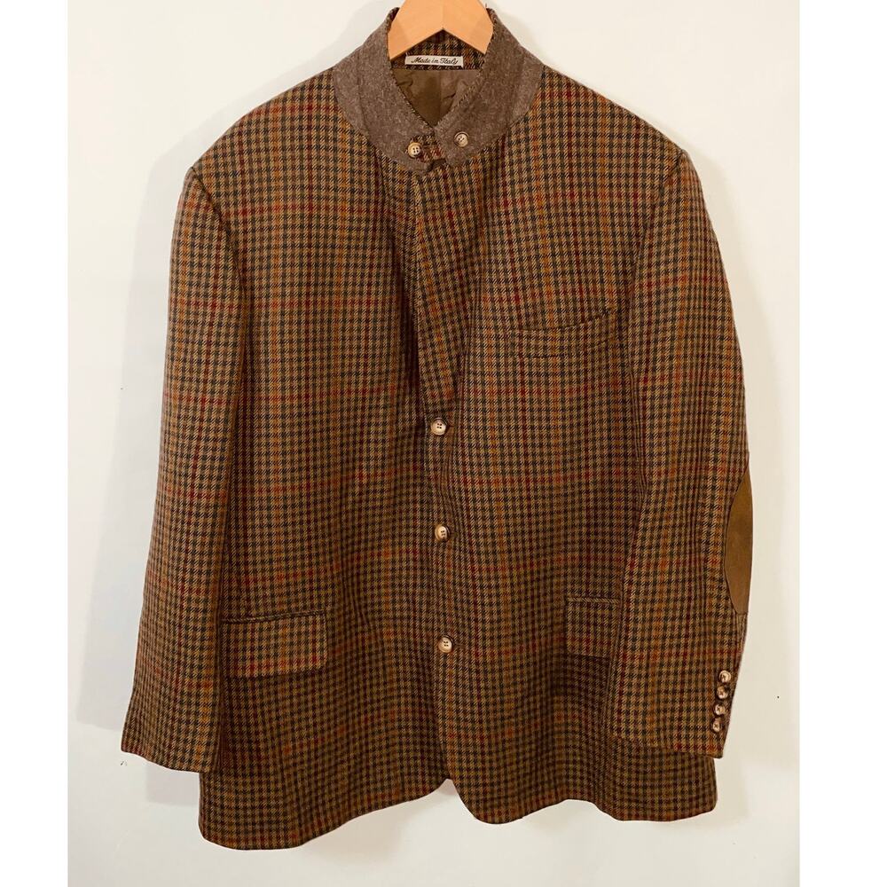 Vintage Façonnable Wool Tweed Coat w/Elbow Patches - Men's Size XXL Long - Italy